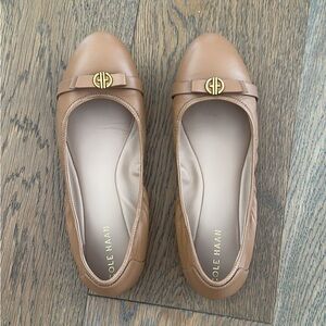 Cole Haan Women's Tan Ballet Flats with Gold Accent